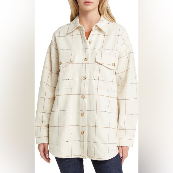 Like New Madewell Windowpane Boucle Oversized Shirt Jacket - Picture 3 of 11